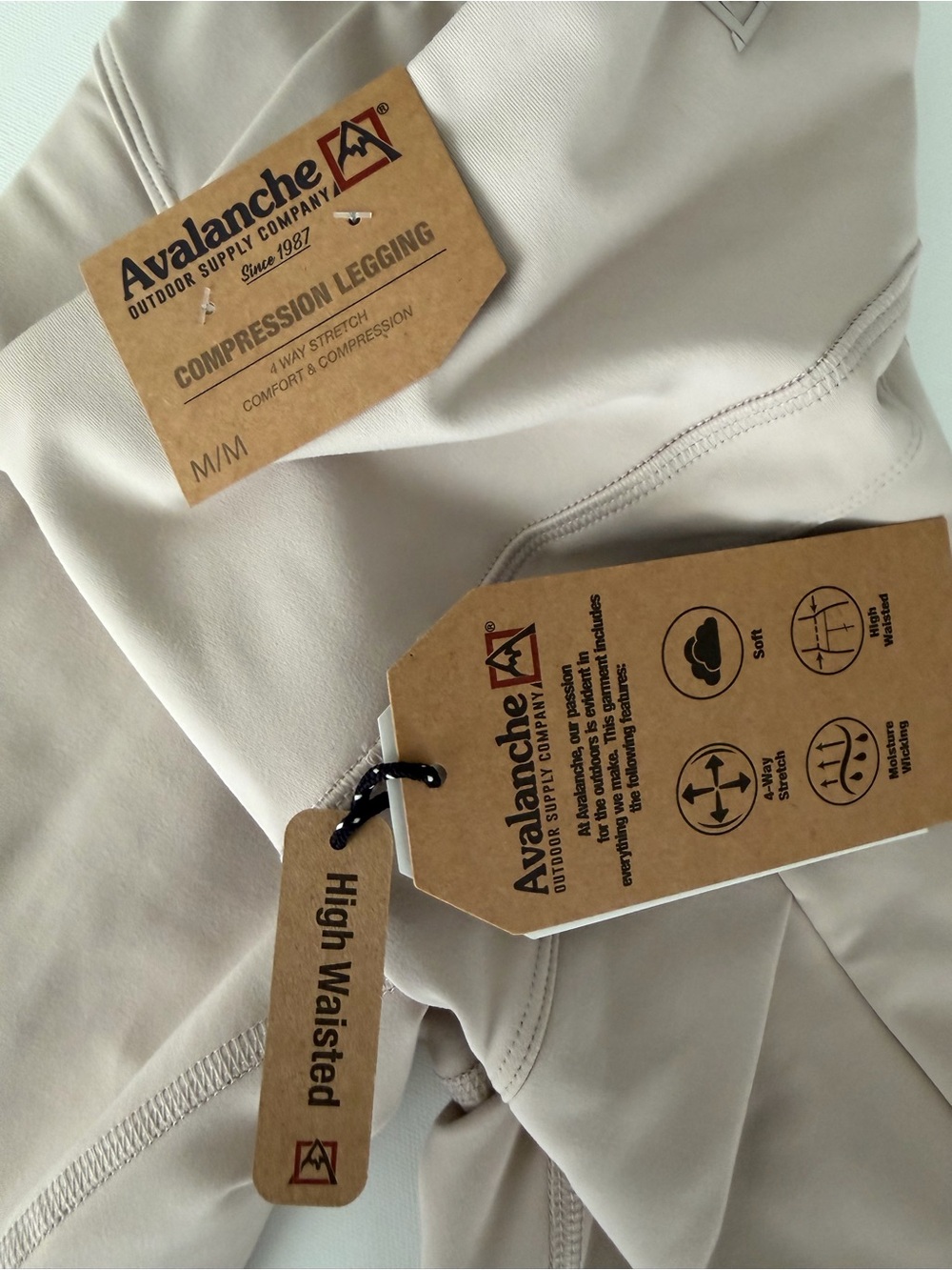 Avalanche Beige High-Waist Compression Leggings - Picture 2 of 4